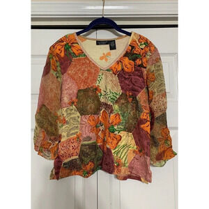 Vintage Y2K Le Mieux Studio Boho  Artsy Beaded Semi Sheer Sleeves L (AA41)